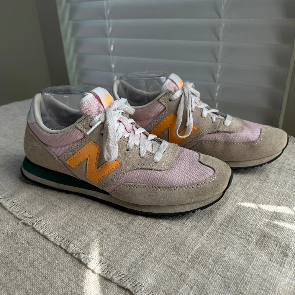 New Balance x J.Crew 620 Womens 8 B Pink Orange Green Suede Retro Sneakers